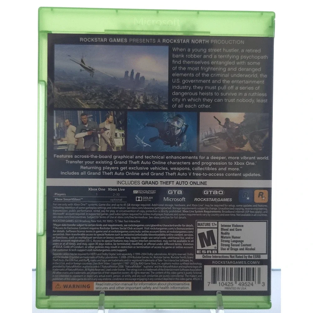 Grand Theft Auto‎ V (GTA 5) - Xbox One - Complete in Box (CIB) w/ Map - Tested
